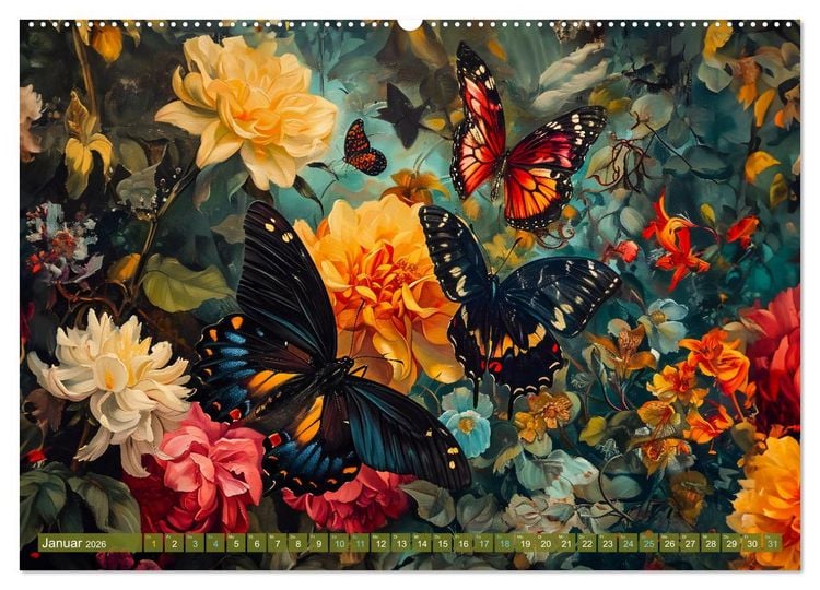Produktbild: Gartengefl&uuml;ster - Tierische Besucher in der Bl&uuml;tenf&uuml;lle (hochwertiger Premium Wandkalender 2026 DIN A2 quer), Kunstdruck in Hochglanz