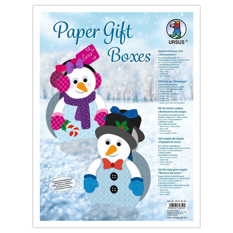 Produktbild: URSUS Geschenktaschen Paper gift boxes, Schneemann, Geschenkboxen Set