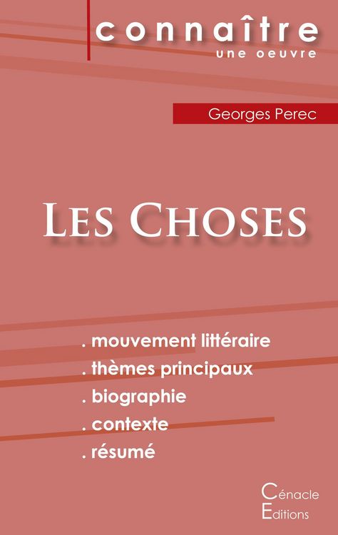 Produktbild: Fiche de lecture Les Choses de Georges Perec (Analyse litt&eacute;raire de r&eacute;f&eacute;rence et r&eacute;sum&eacute; complet)