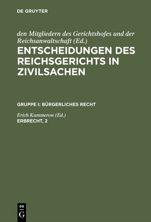 Produktbild: Entscheidungen des Reichsgerichts in Zivilsachen. B&uuml;rgerliches Recht / Erbrecht, 2