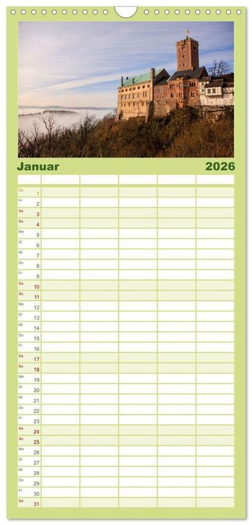 Produktbild: Familienplaner 2026 - Burgen in Deutschland mit 5 Spalten (Wandkalender, 21 x 45 cm) CALVENDO