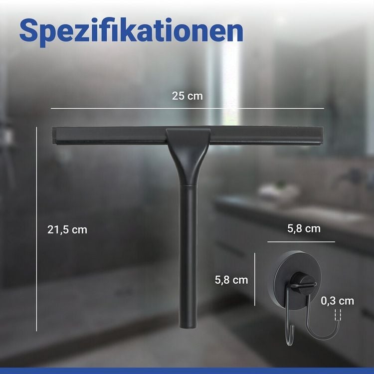 Produktbild: Vacuum-Loc&reg; Duschabzieher Schwarz, aus rostfreiem Edelstahl