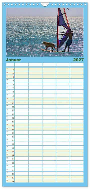 Produktbild: Familienplaner 2027 - Funsport Windsurfen mit 5 Spalten (Wandkalender, 21 x 45 cm) CALVENDO