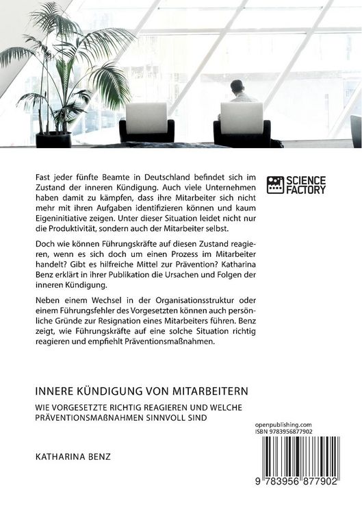 Produktbild: Innere K&uuml;ndigung von Mitarbeitern. Wie Vorgesetzte richtig reagieren und welche Pr&auml;ventionsma&szlig;nahmen sinnvoll sind