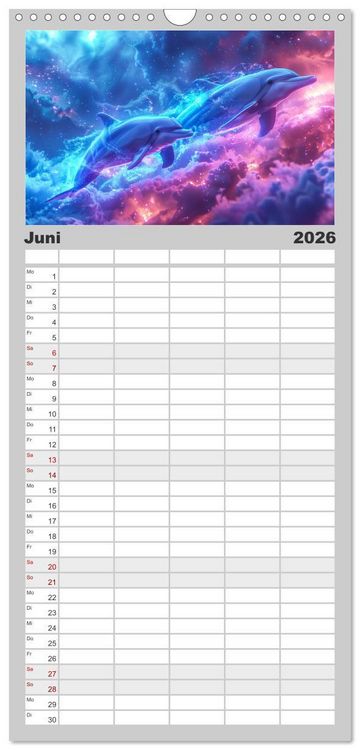 Produktbild: Familienplaner 2026 - Tiere im Weltraum mit 5 Spalten (Wandkalender, 21 x 45 cm) CALVENDO