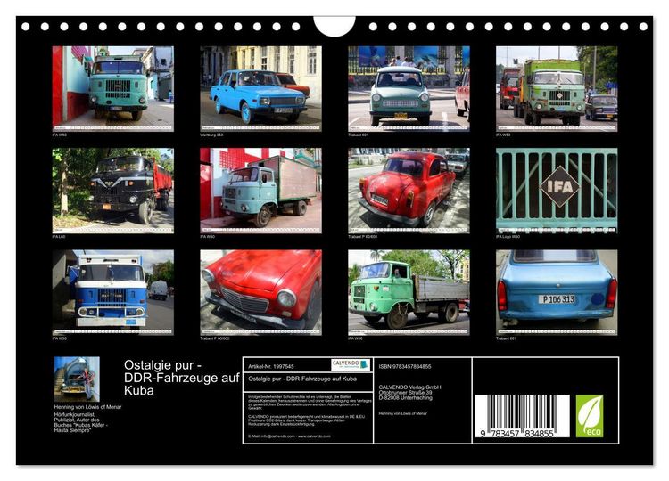 Produktbild: Ostalgie pur - DDR-Fahrzeuge auf Kuba (Wandkalender 2026 DIN A4 quer), CALVENDO Monatskalender