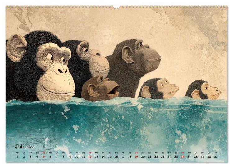 Produktbild: Verr&uuml;ckte Affenwelt (Wandkalender 2026 DIN A2 quer), CALVENDO Monatskalender