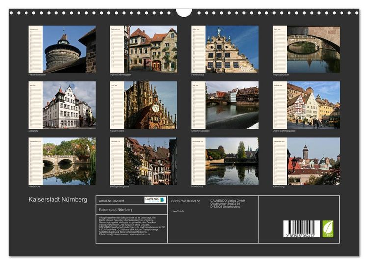 Produktbild: Kaiserstadt N&uuml;rnberg (Wandkalender 2026 DIN A3 quer), CALVENDO Monatskalender