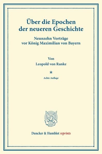 Produktbild: &Uuml;ber die Epochen der neueren Geschichte.