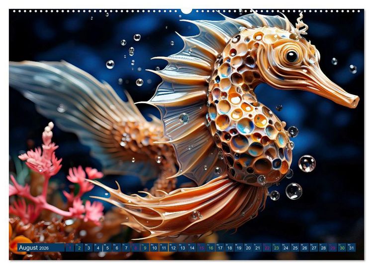 Produktbild: Seepferdchen - Modern Art (Wandkalender 2026 DIN A2 quer), CALVENDO Monatskalender