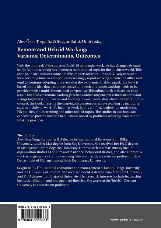 Produktbild: Remote and Hybrid Working: Variants, Determinants, Outcomes