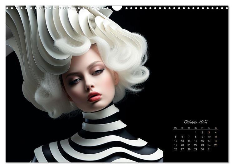 Produktbild: Haute Couture - Wei&szlig; trifft Schwarz (Wandkalender 2026 DIN A3 quer), CALVENDO Monatskalender