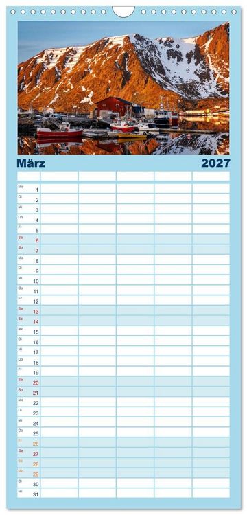 Produktbild: Familienplaner 2027 - Licht des Nordens - LOFOTEN mit 5 Spalten (Wandkalender, 21 x 45 cm) CALVENDO