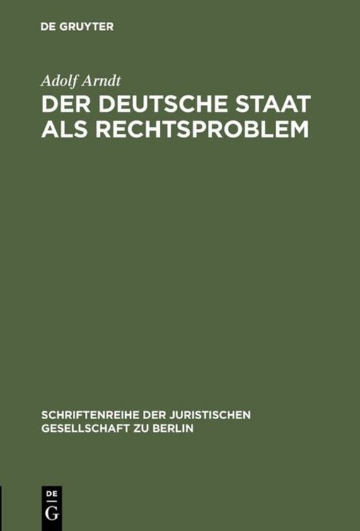 Produktbild: Der deutsche Staat als Rechtsproblem