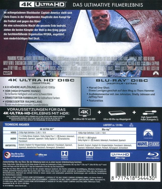 Produktbild: Captain America - The First Avenger (4K Ultra HD) (+ Blu-ray 2D)