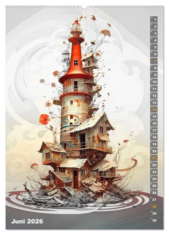 Produktbild: W&auml;chter der Meere - Surreale Architektur (hochwertiger Premium Wandkalender 2026 DIN A2 hoch), Kunstdruck in Hochglanz