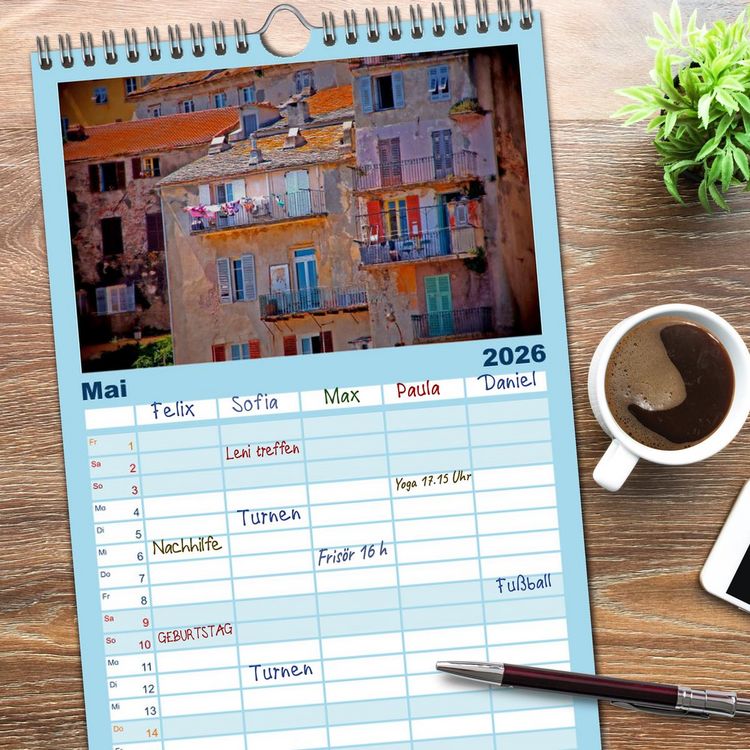 Produktbild: Familienplaner 2026 - Korsika - Farben einer wilden Sch&ouml;nheit mit 5 Spalten (Wandkalender, 21 x 45 cm) CALVENDO