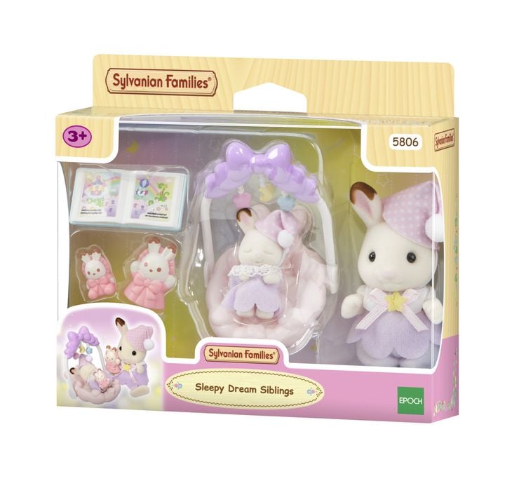 Produktbild: Sylvanian Families 5806 - Sleepy Dream Siblings, Schokoladenhasen Tr&auml;ums&uuml;&szlig; Set, Spielset