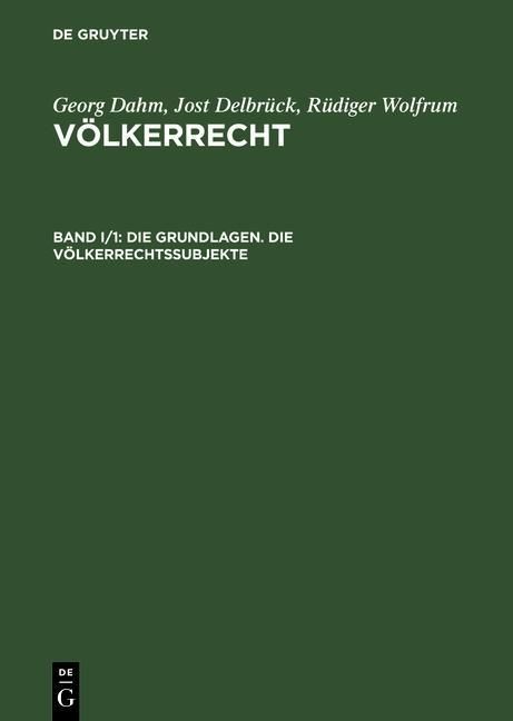 Produktbild: Die Grundlagen. Die V&ouml;lkerrechtssubjekte