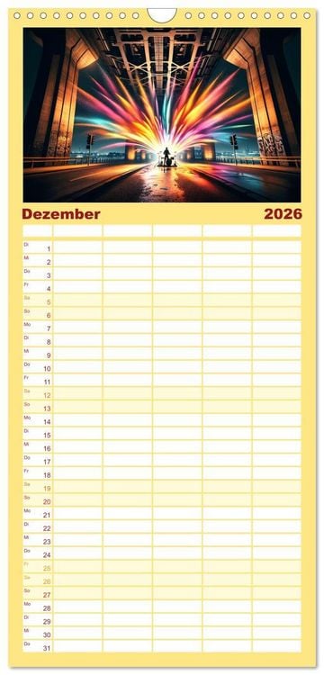 Produktbild: Familienplaner 2026 - Drummer - Color Splash Rhythms: Trommelschl&auml;ge und Farbexplosionen mit 5 Spalten (Wandkalender, 21 x 45 cm) CALVENDO