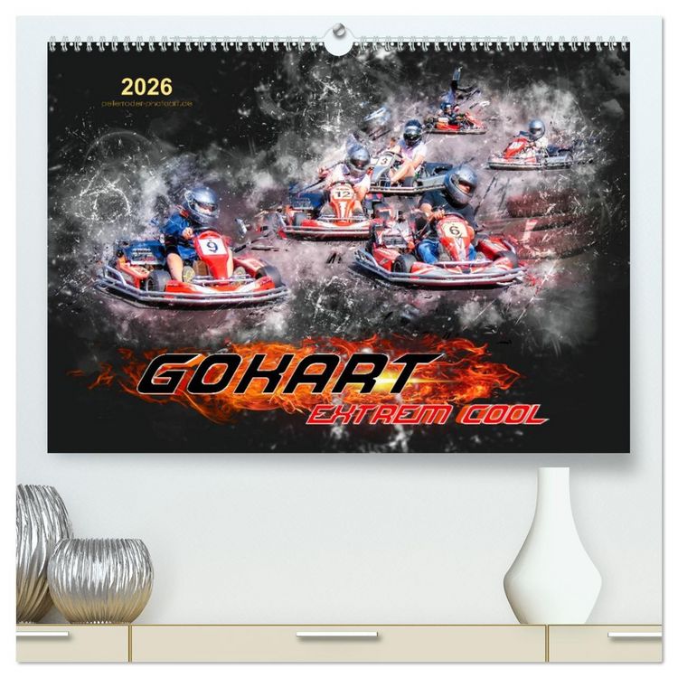 Produktbild: GoKart - extrem cool (hochwertiger Premium Wandkalender 2026 DIN A2 quer), Kunstdruck in Hochglanz