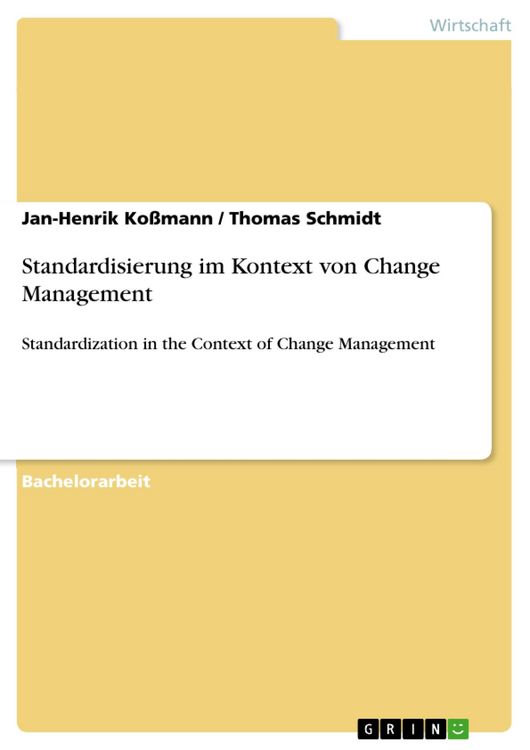 Produktbild: Standardisierung im Kontext von Change Management