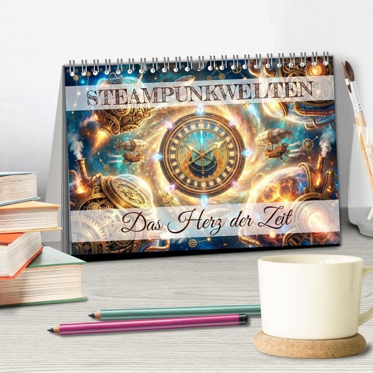 Produktbild: Steampunkwelten - Das Herz der Zeit (Tischkalender 2027 DIN A5 quer), CALVENDO Monatskalender