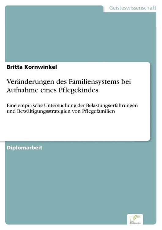 Produktbild: Ver&auml;nderungen des Familiensystems bei Aufnahme eines Pflegekindes