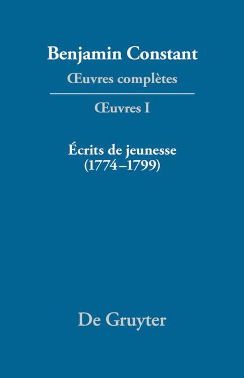 Produktbild: &Eacute;crits de jeunesse (1774&ndash;1799)