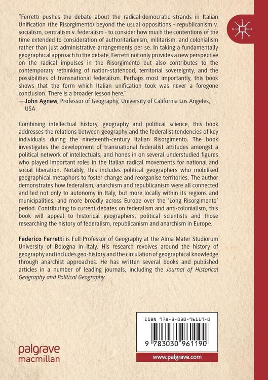 Produktbild: Geographies of Federalism during the Italian Risorgimento, 1796&ndash;1900