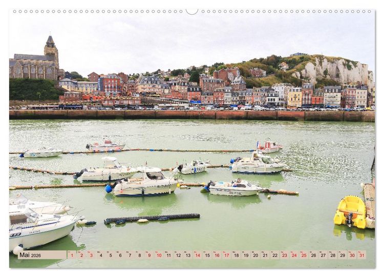 Produktbild: An der franz&ouml;sischen Alabasterk&uuml;ste - Mers-les-Bains und Le Tr&eacute;port (hochwertiger Premium Wandkalender 2026 DIN A2 quer), Kunstdruck in Hochglanz
