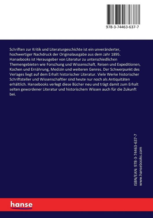 Produktbild: Schriften zur Kritik und Literaturgeschichte