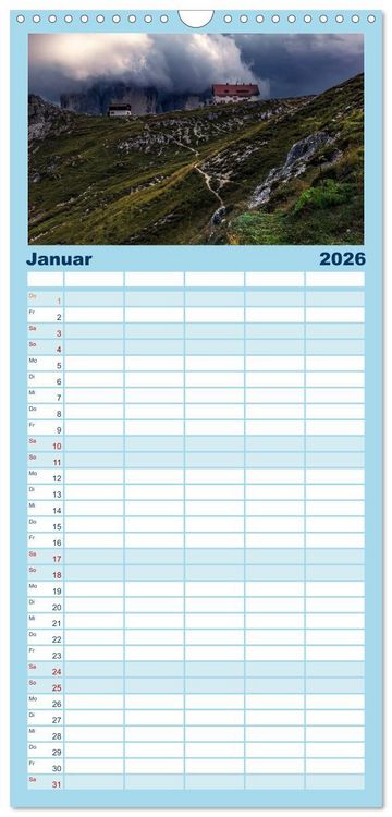 Produktbild: Familienplaner 2026 - Dolomiten - S&uuml;dtirol mit 5 Spalten (Wandkalender, 21 x 45 cm) CALVENDO