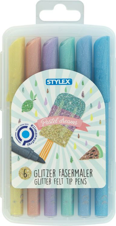 Produktbild: Glitzerfasermalstifte pastell 6er Etui