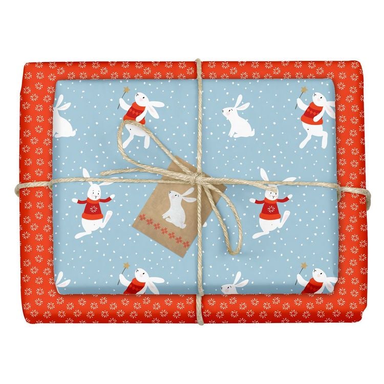 Produktbild: Geschenkpapier Set Weihnachten: Schneehase (f&uuml;r Kinder)