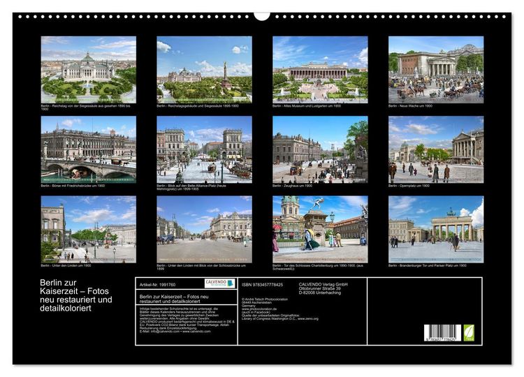 Produktbild: Berlin zur Kaiserzeit &ndash; Fotos neu restauriert und detailkoloriert (Wandkalender 2026 DIN A2 quer), CALVENDO Monatskalender