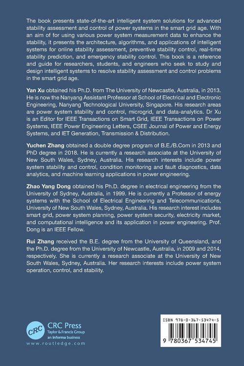 Produktbild: Intelligent Systems for Stability Assessment and Control of Smart Power Grids
