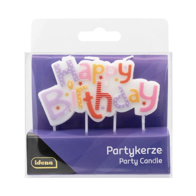 Produktbild: Idena Partykerze Happy Birthday lila/rosa