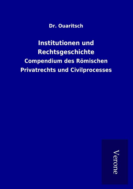 Produktbild: Institutionen und Rechtsgeschichte