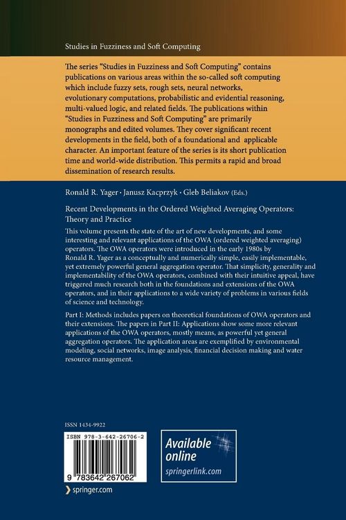 Produktbild: Recent Developments in the Ordered Weighted Averaging Operators: Theory and Practice