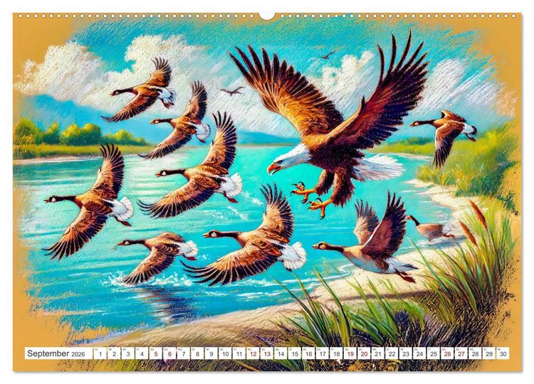 Produktbild: Der Ruf des Adlers - Majest&auml;tischer K&ouml;nig der L&uuml;fte in Aktion (Wandkalender 2026 DIN A2 quer), CALVENDO Monatskalender