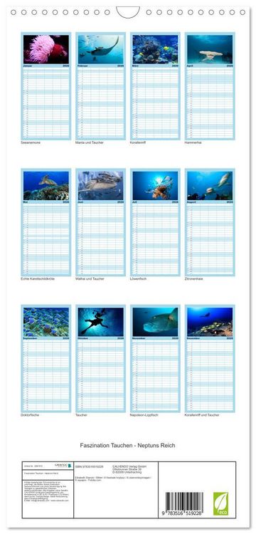 Produktbild: Familienplaner 2026 - Faszination Tauchen - Neptuns Reich mit 5 Spalten (Wandkalender, 21 x 45 cm) CALVENDO