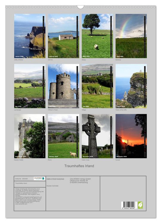 Produktbild: Traumhaftes Irland (Wandkalender 2026 DIN A2 hoch), CALVENDO Monatskalender