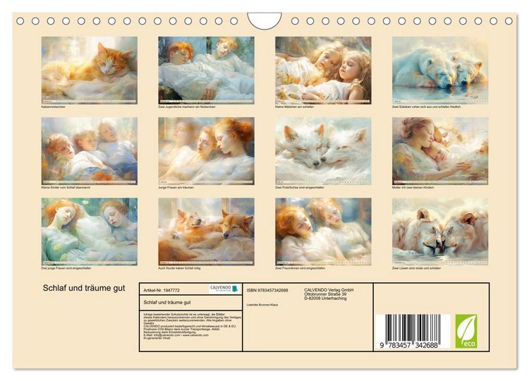 Produktbild: Schlaf und tr&auml;ume gut (Wandkalender 2026 DIN A4 quer), CALVENDO Monatskalender