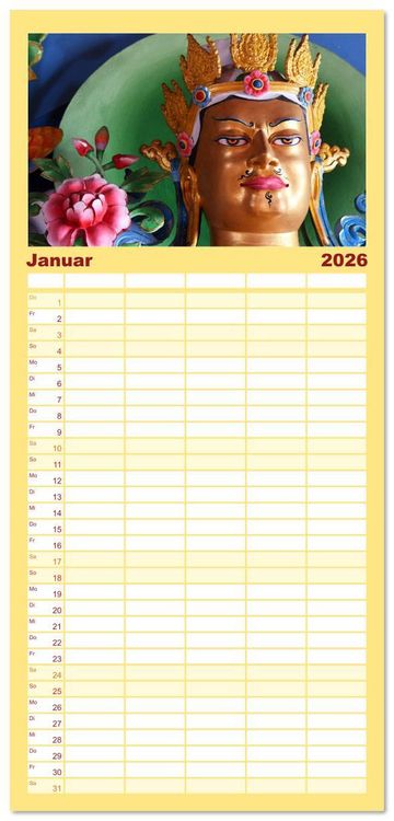 Produktbild: Familienplaner 2026 - Buddhas & Bhodisattvas mit 5 Spalten (Wandkalender, 21 x 45 cm) CALVENDO