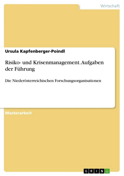 Produktbild: Risiko- und Krisenmanagement. Aufgaben der F&uuml;hrung