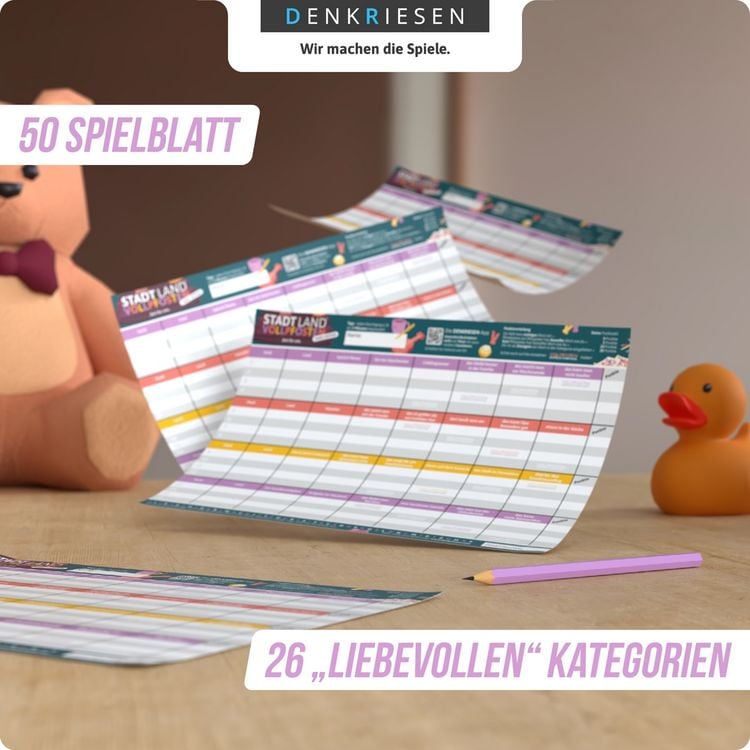 Produktbild: DENKRIESEN - STADT LAND VOLLPFOSTEN&reg; Family Edition &ndash; "Zeit f&uuml;r uns." | A4 Spielblock