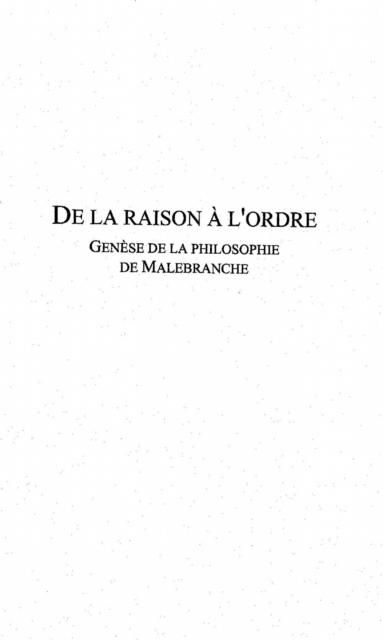 Produktbild: De la raison a l'ordre