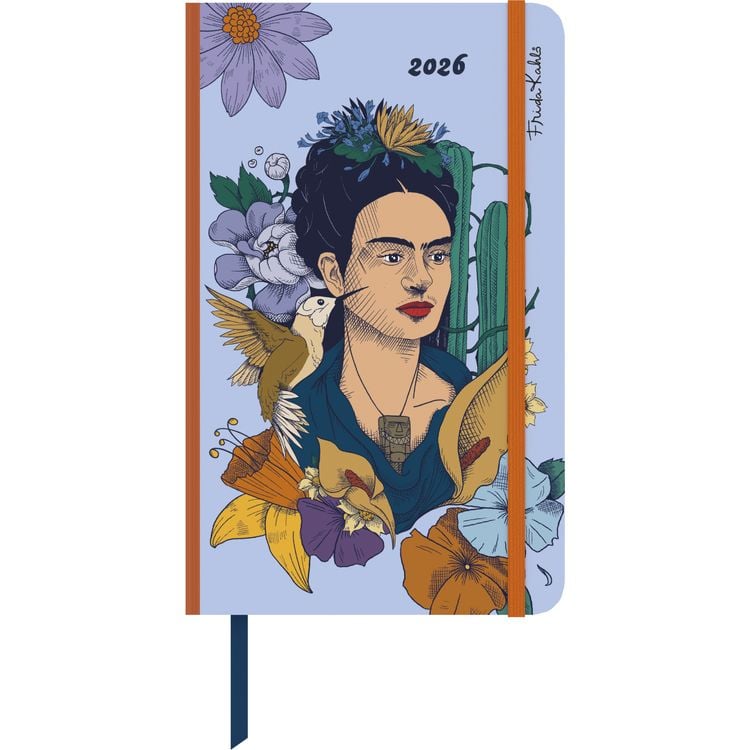 Produktbild: Frida Kahlo Wochen-Notizkalender groß 2026 - Taschen-Kalender 13x21 cm - mit Verschlussband & Falttasche - Weekly