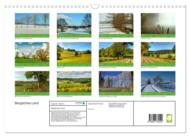 Produktbild: Bergisches Land (Wandkalender 2026 DIN A3 quer), CALVENDO Monatskalender